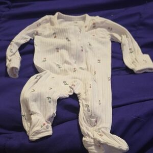 Carter's White Floral Footed One Piece